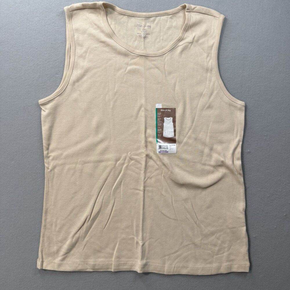 NWT White Stag Women’s XL Tank Top Beige Tan Sleeveless Basic Scoop Neck Shirt